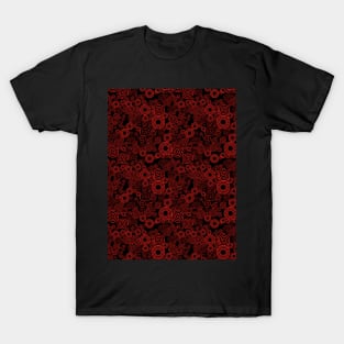 Red and Black Spiral Pattern T-Shirt